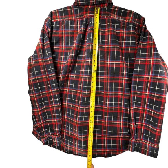 Ralph Lauren Mens Flannel Shirt Navy Blue Red Plaid Button Up XL Classic Fit - Picture 13 of 14